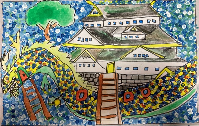第3回『夢のおうちアートコンテスト』結果発表のサブ画像1_おえかき部門 金賞   しょうたさん（東京都）の作品 　　作品名：空飛ぶ龍の家