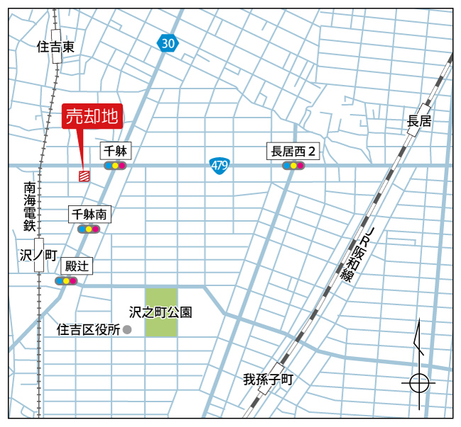 信和不動産(株)が国家公務員共済組合連合会（KKR）の入札により取得した「大阪市住吉区」の物件を売却いたしましたのサブ画像1_売却地　地図