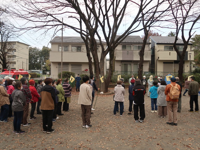 【JKK東京】日本社会事業大学生が、地域コミュニティ活性化の取組の一環として久留米下里住宅の防災訓練に参加しましたのサブ画像1_下里公園 開会式