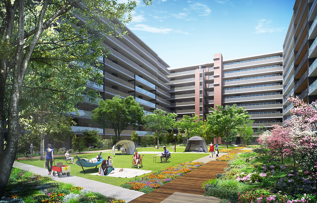 中庭シェアオフィス「WorkPark」をパークビレッジ南町田に採用のサブ画像1_セントラルパーク完成予想CG
