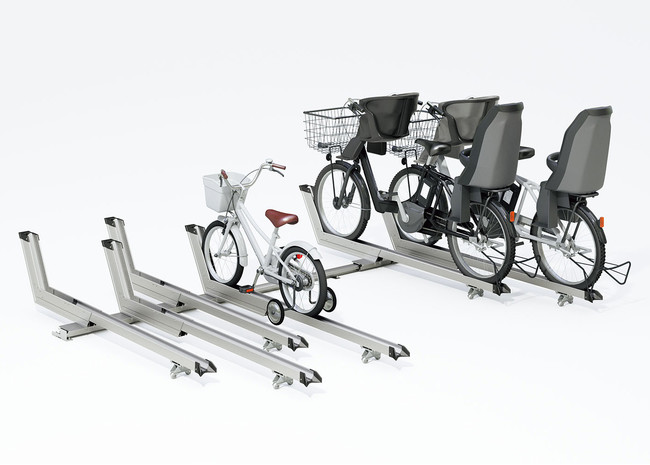 3人乗り電動アシスト自転車から幼児用自転車まで様々な自転車が収容できる「アルミ製スライド式自転車ラック」2タイプ新発売のサブ画像2_SR-AFR型