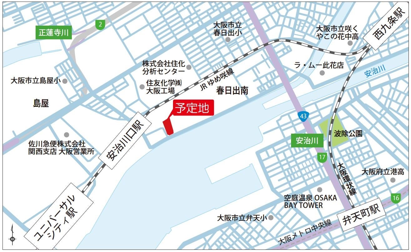 信和建設株式会社・「天然温泉 ひなたの湯」（新大阪）は大阪市此花区に2号店の温泉掘削を開始しました！のサブ画像3_予定地MAP