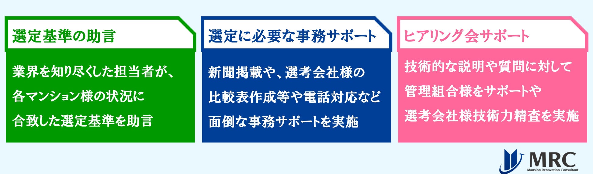 【新しい選択】分譲マンション大規模修繕工事の設計コンサルタント会社選定補助サービスのサブ画像2