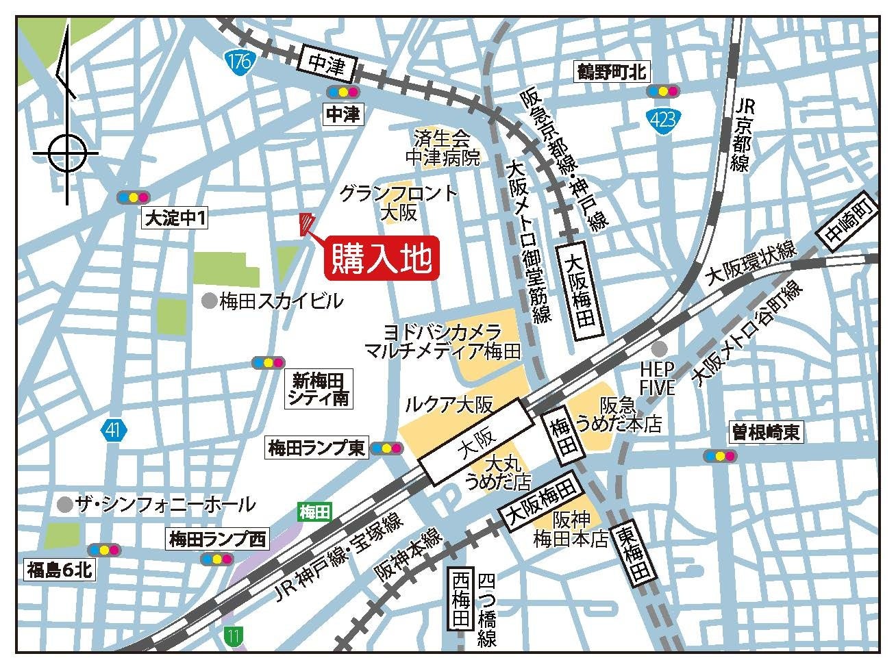 信和不動産(株)が大阪市北区中津に開発用地を取得！のサブ画像1_地図（広域）