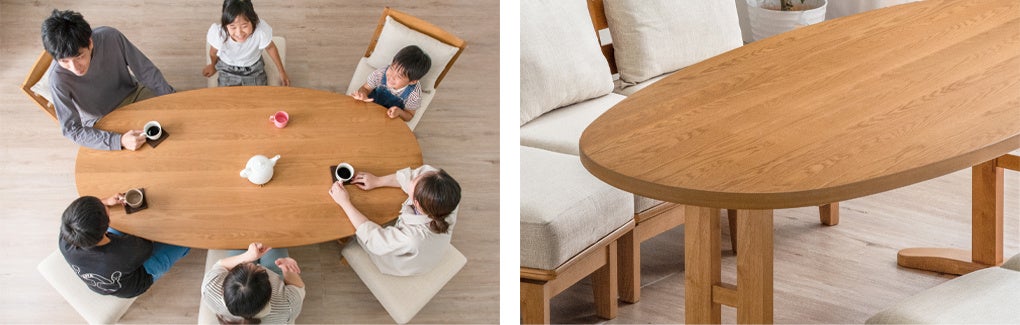 テーブルに合わせてチェアも楕円形（オーバル）に繋がる！タンスのゲンより、家族が輪になるダイニングテーブルセット発売のサブ画像5