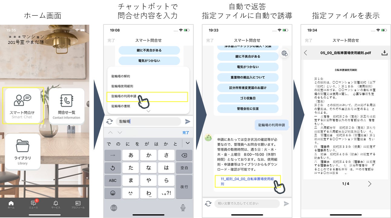 分譲マンション向けDXソリューション「アプリStation」11社で採用　計61物件に導入のサブ画像2_[図1：チャットボット(スマート問合せ)提供イメージ]
