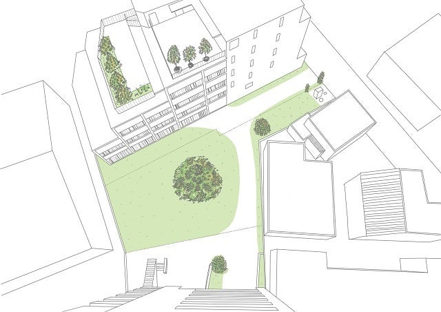 ５階建て新築賃貸マンション「Circle Garden Kamata」入居者募集開始のサブ画像2_中庭イメージパース