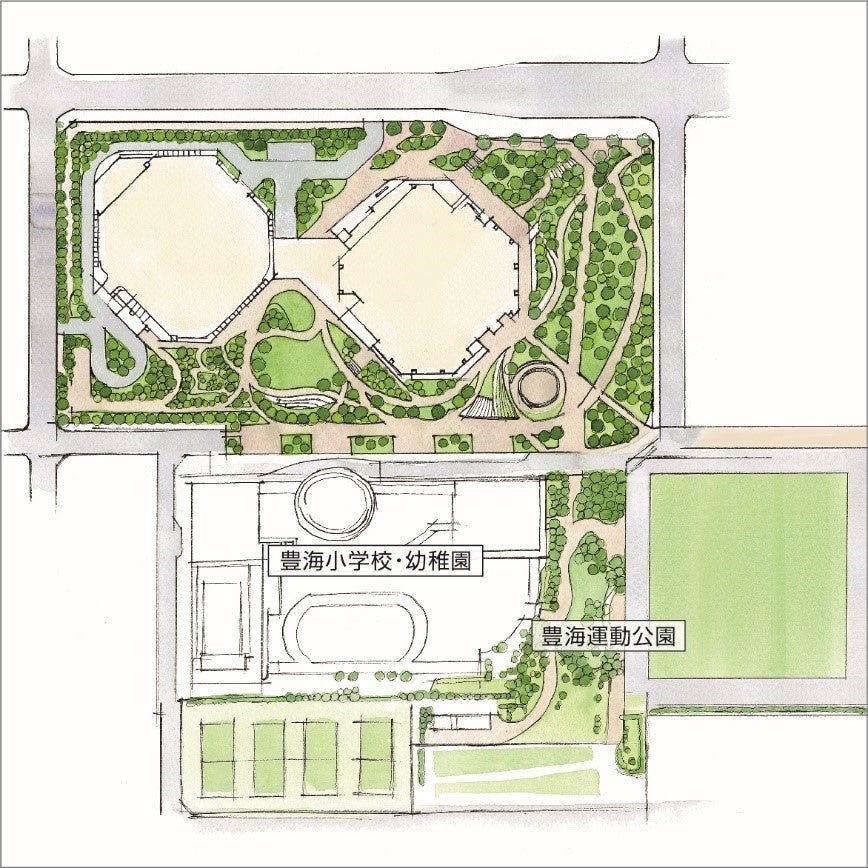 「豊海地区第一種市街地再開発事業」着工　都心大規模複合再開発プロジェクト、2027年竣工予定のサブ画像2_配置イメージイラスト