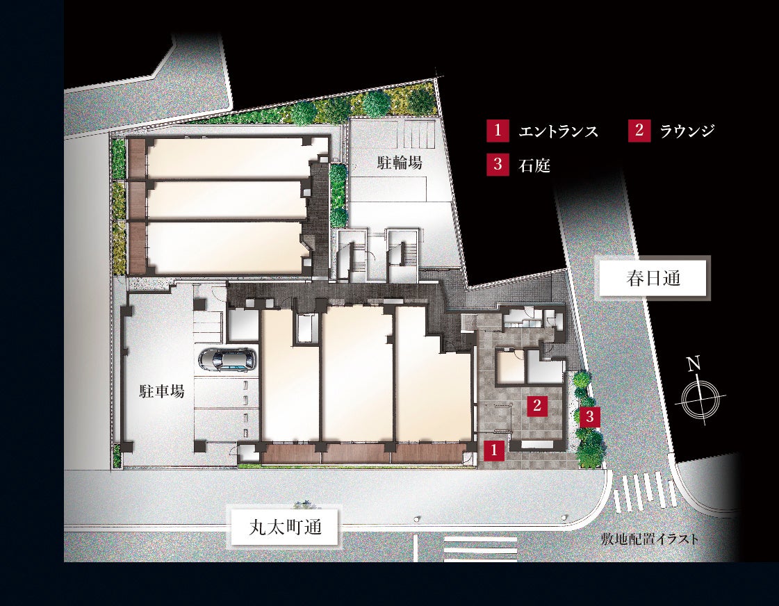 「シャリエ京都円町」モデルルーム事前案内会開催のお知らせのサブ画像7_敷地配置イラスト