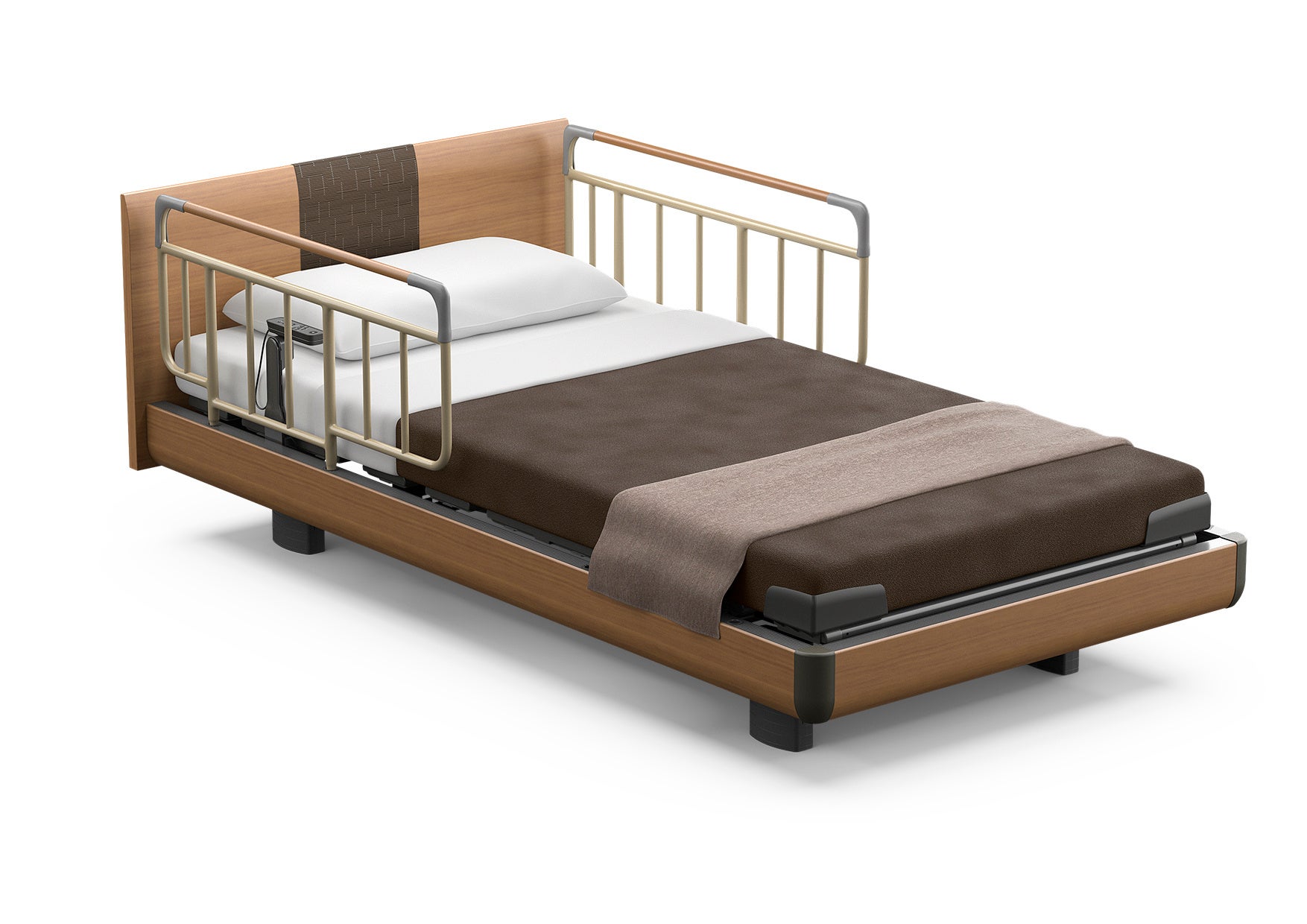 一般家庭向け電動ベッド「INTIME1000シリーズ」フルモデルチェンジのサブ画像6_ベッド柵を取り付けたイメージ。