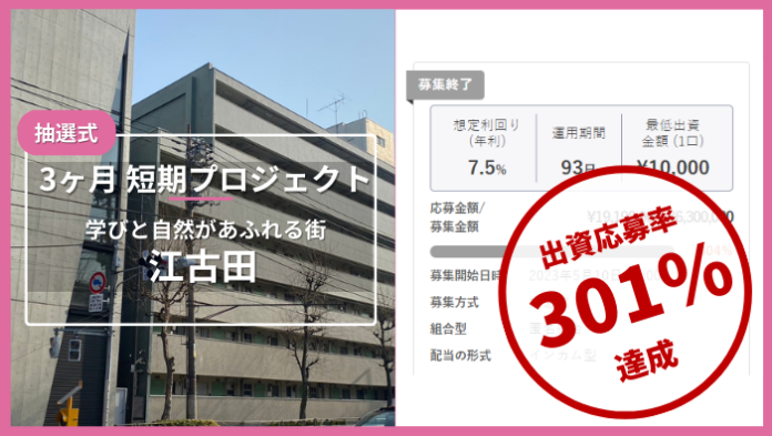 「投活」プロジェクト3号　応募率301％にて募集完了のメイン画像