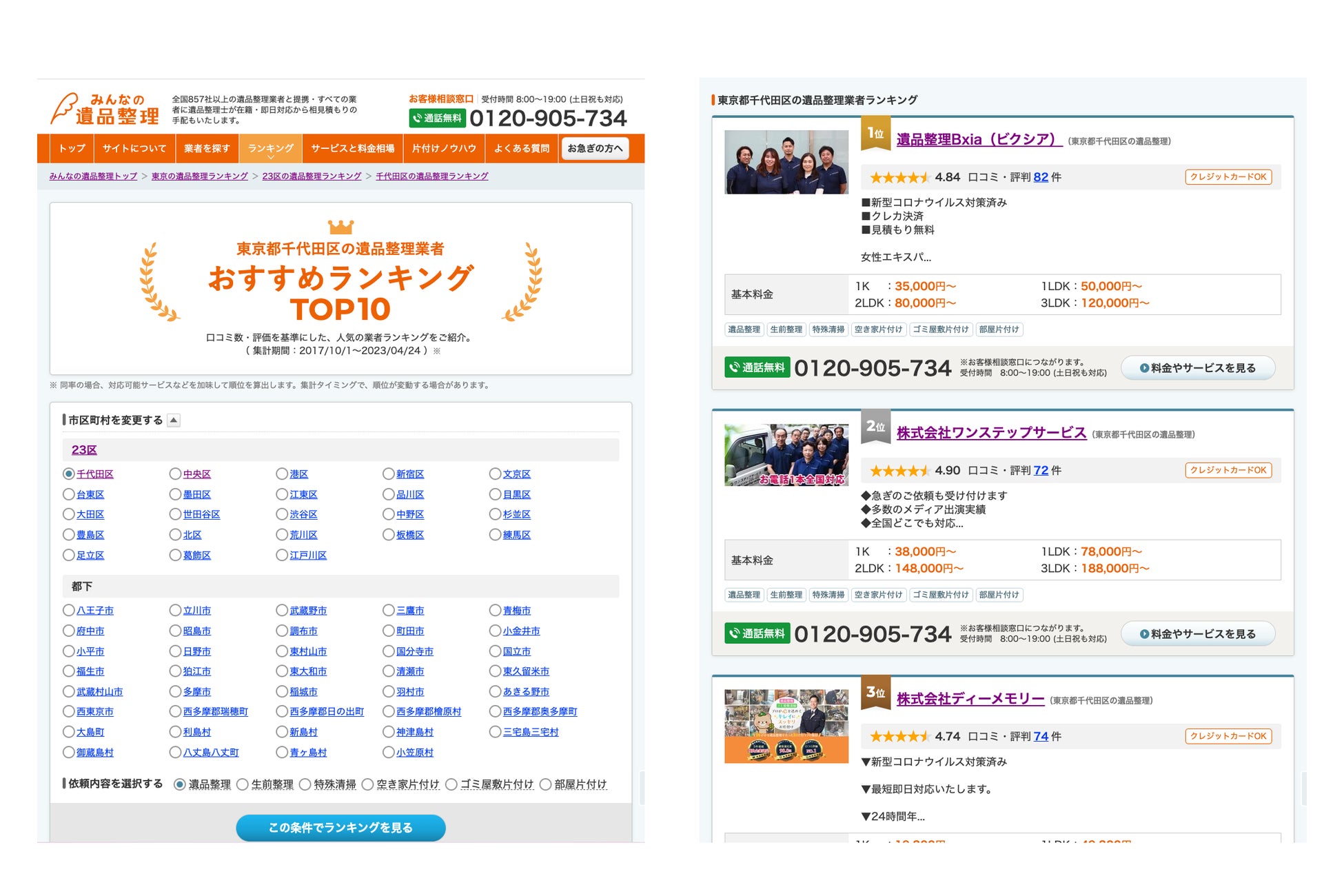 利用者の口コミ数＆評価をもとに遺品整理・片付け業者を順位づけ【エリア別ランキングページを公開】のサブ画像2