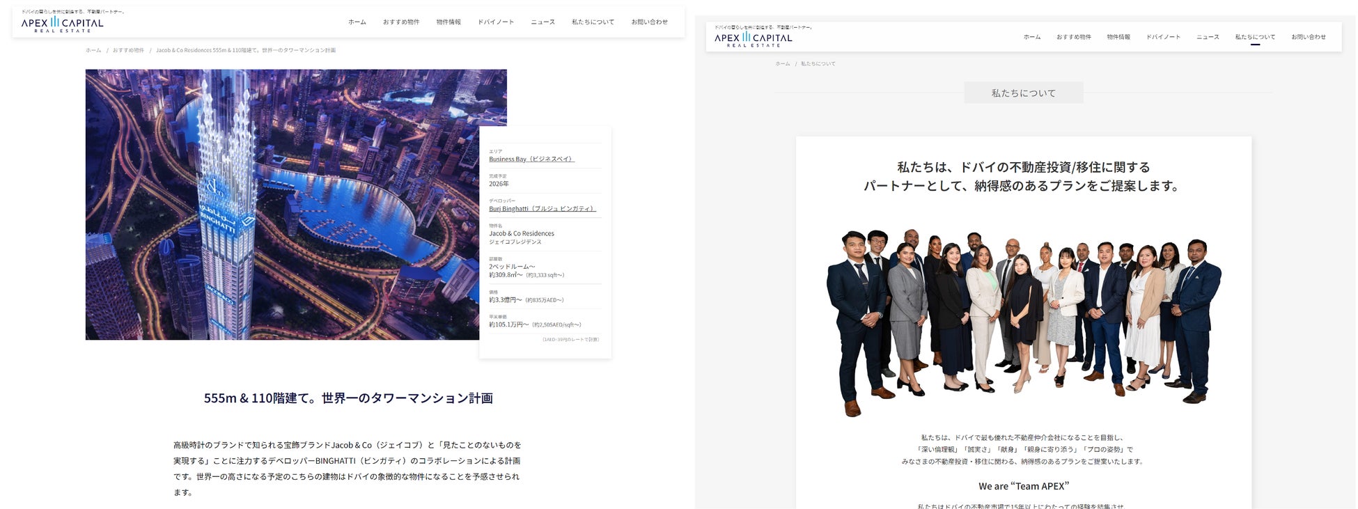 ドバイ不動産のエキスパート集団「Apex Capital Real Estate」初の日本向けサービスサイトを開設のサブ画像4