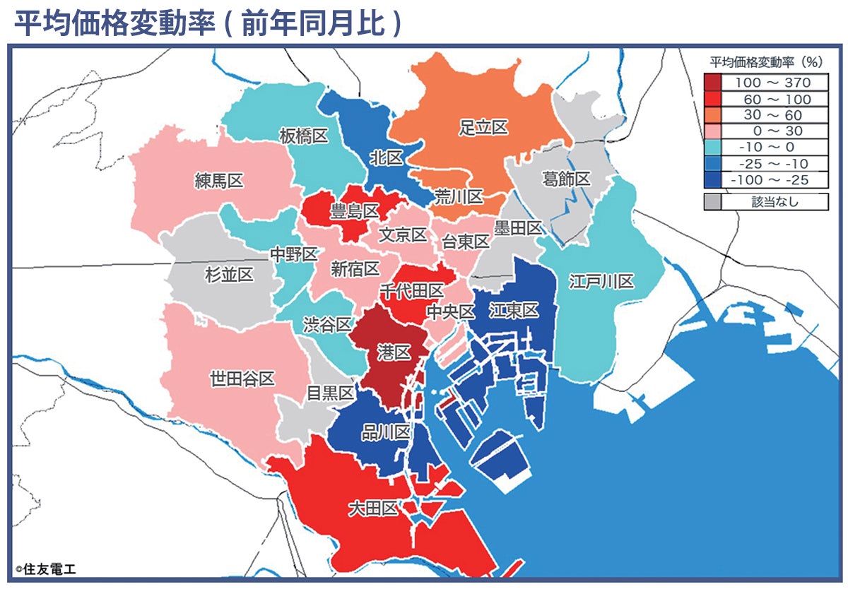 速報/月例新築マンション動向7月実績発表～港区の平均価格変動率が前年同月比370％～のサブ画像1