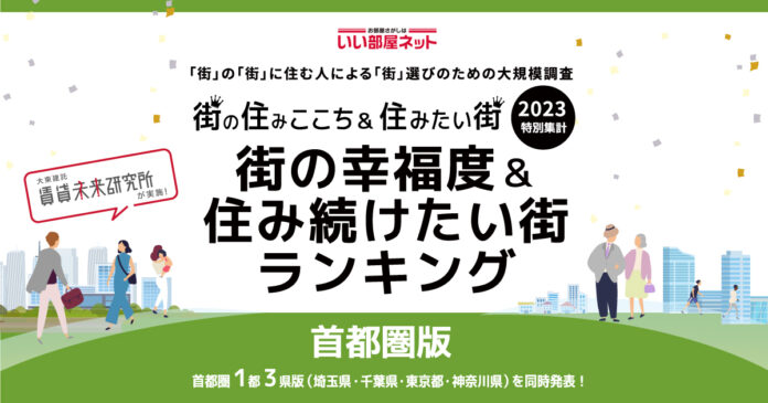 いい部屋ネット「街の幸福度 ＆ 住み続けたい街ランキング２０２３<神奈川県版＞」（街の住みここちランキング特別集計）発表のメイン画像