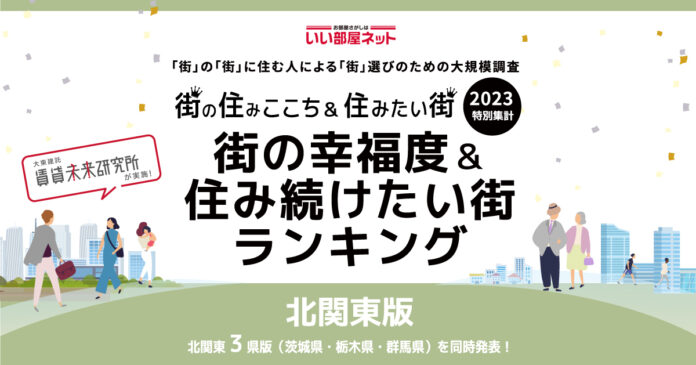 いい部屋ネット「街の幸福度 ＆ 住み続けたい街ランキング２０２３＜北関東版＞」（街の住みここちランキング特別集計）発表のメイン画像