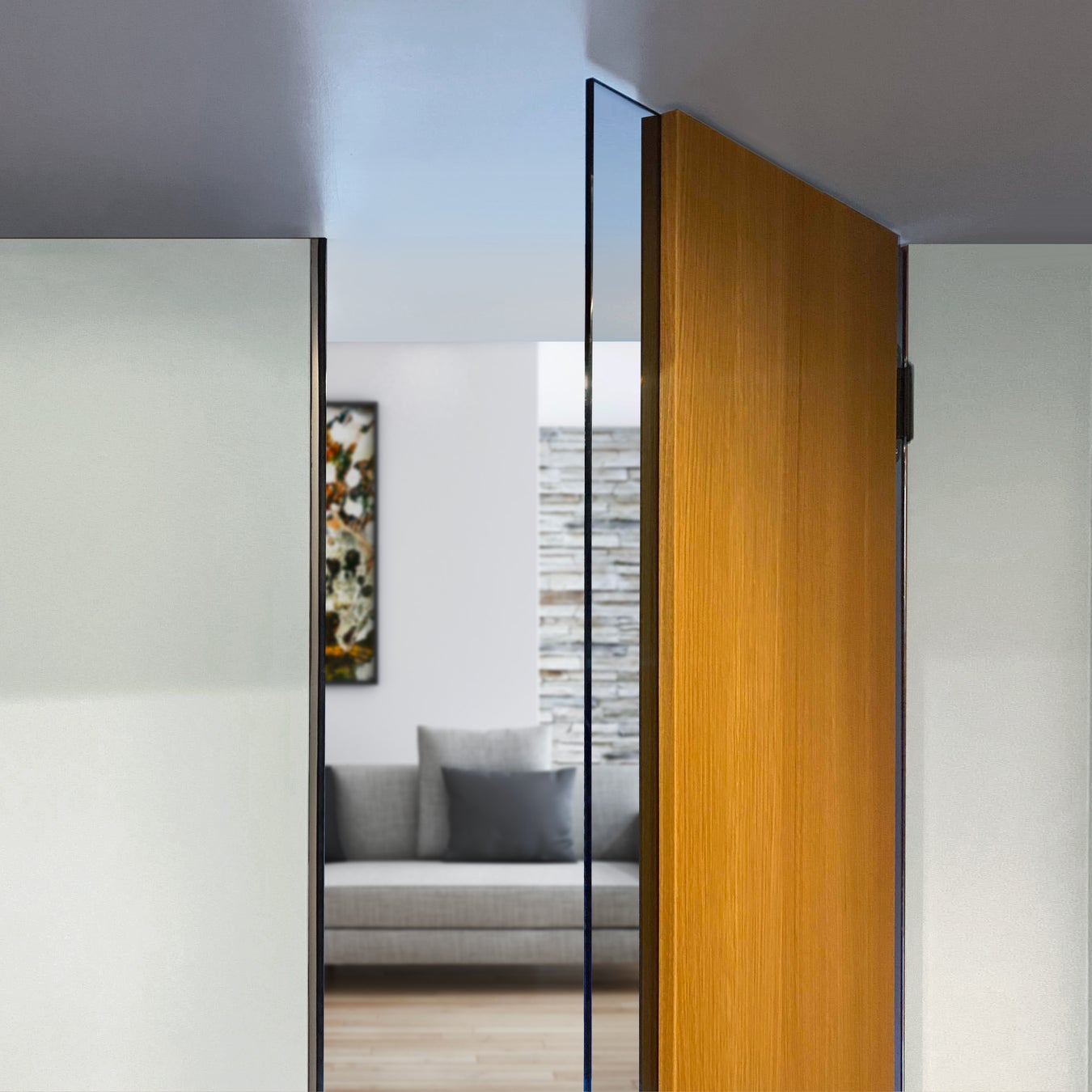 天井の高さまである室内ドア『フルハイトドア®』が2023年度グッドデザイン賞を受賞のサブ画像2_当社独自の8mm厚の強化ガラスで 安全性を確保