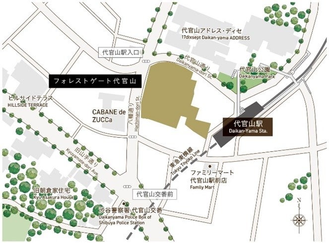 広域渋谷圏で『職・住・遊 近接の新しいライフスタイル』を提案する新複合施設「Forestgate Daikanyama(フォレストゲート代官山)」のサブ画像2_位置図