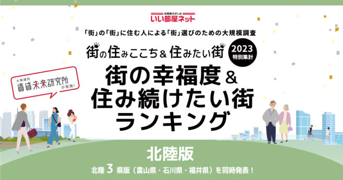 いい部屋ネット「街の幸福度 ＆ 住み続けたい街ランキング２０２３＜北陸版＞」（街の住みここちランキング特別集計）発表のメイン画像