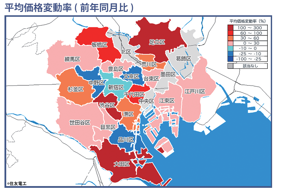 速報/月例新築マンション動向5月実績発表～足立区の平均価格変動率が前年同月比142.2％増で23区内TOPに。シティタワー綾瀬など複数物件が価格を牽引～のサブ画像1