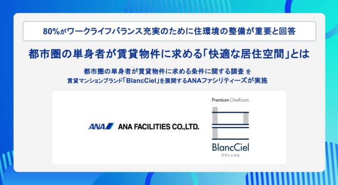 【1月18日は いい部屋の日】80%がワークライフバランス充実のために住環境の整備が重要と回答。都市圏の単身者が賃貸物件に求める「快適な居住空間」とはのメイン画像