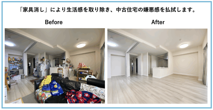 『AIによる家具消し機能』無料提供開始！居住中物件の空室を再現し、バーチャルホームステージングと組み合わせ「広告戦略」の提供へのメイン画像