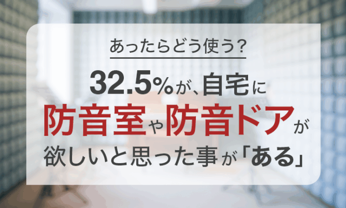 【あったらどう使う？】32.5％が、自宅に防音室や防音ドアが欲しいと思った事が「ある」のメイン画像