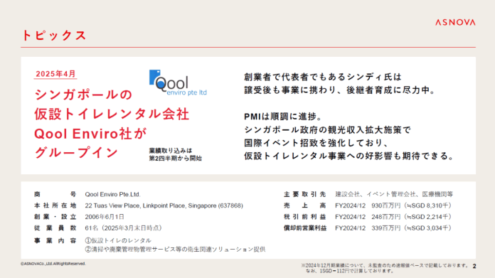 【株式会社ASNOVA】2026年3月期 第1四半期 決算発表（証券コード：9223）のメイン画像