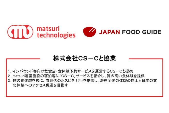 【ＣＳ－Ｃと協業】インバウンド客向け飲食店・食体験多言語予約サービス「JAPAN FOOD GUIDE」と連携し、旅の食体験を核に、次世代のホスピタリティを提供のメイン画像