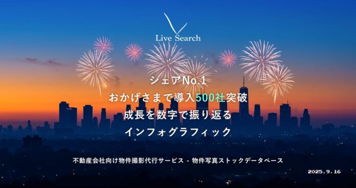 【不動産テック】空室を減らすシェアNo.1物件撮影代行サービス「Live Search Req」が導入社数500社突破を迎えてインフォグラフィックを公開のメイン画像
