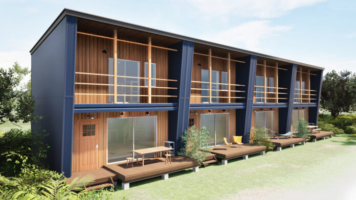 ログハウスのBESSは、無垢材をふんだんに使った遊び心あふれるテラスハウス型 賃貸向け木造集合住宅を新発売。2025年10月１日より、限定５棟・モニター募集を開始します。のメイン画像