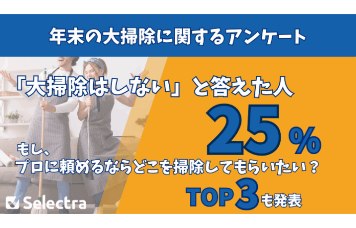 【セレクトラが2,000人に調査】大掃除はもはや過去の慣習？ 25%が今年の年末「大掃除はしない」と回答のメイン画像