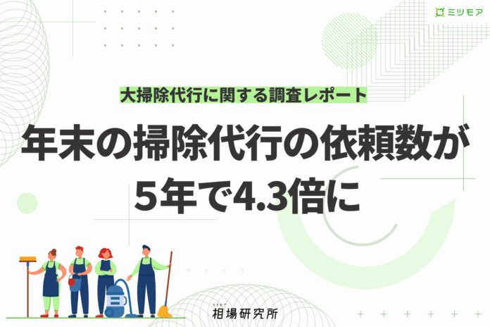 「大掃除代行」に関する実態データを発表 年末の掃除代行の依頼数が5年で4.3倍 “大掃除のタイパ化”で需要拡大 年末年始の依頼ピークは「11月」 早め大掃除が新定番に？のメイン画像