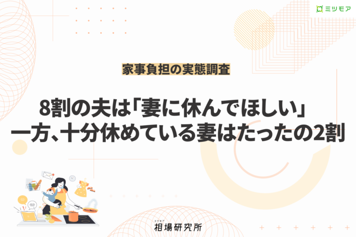「家事負担」に関する実態データを発表　十分に休めている主婦はたったの2割 時間がない平日・結局自分が対応する現実に悩み　夫の8割が「妻に休んでほしい」と思う中、一部の家庭は代行サービスを活用のメイン画像