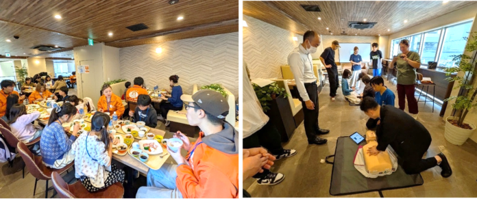 食事付き学生マンションの食堂が「学び」「成⻑」「つながり」の場に！武蔵野大学アントレプレナーシップ学部 教育寮生と取り組む楽しく学ぼう！『もぐもぐ食堂』／救命体験『いのちのバトンPJ』イベント開催報告のメイン画像