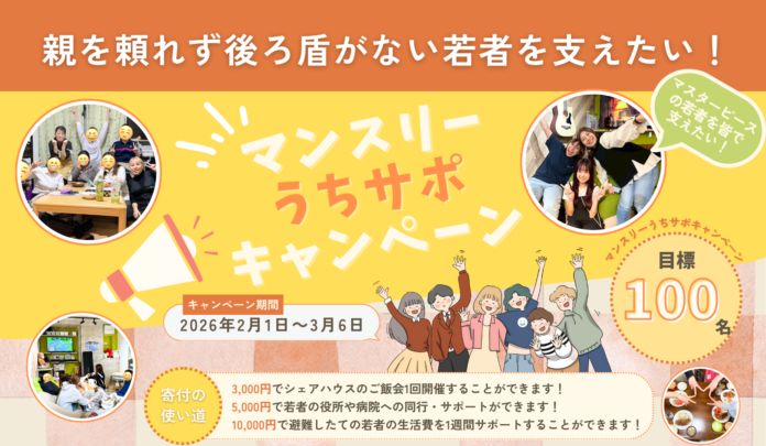 【マンスリーキャンペーンスタート】親を頼れず後ろ盾がない若者が、安心して暮らすことができるためにのメイン画像