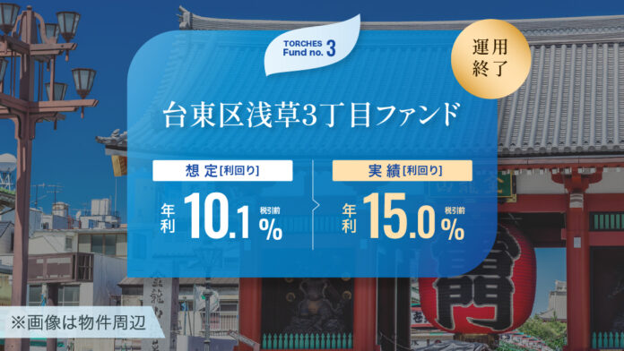 【TORCHES（トーチーズ）】初の分配償還ファンドが最終利回り15％を達成のメイン画像