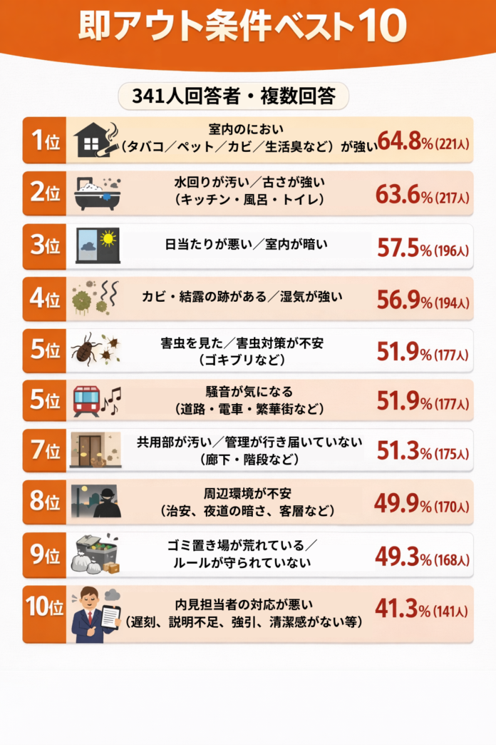 【内見行って即アウトの基準は？】回答者341人アンケート調査のメイン画像