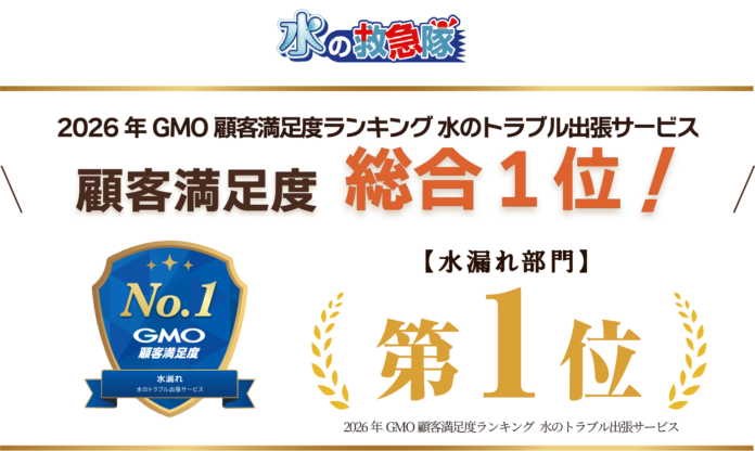 【水の救急隊】2026年 GMO顧客満足度ランキング 水のトラブル出張サービス 「水漏れ部門」 第1位を獲得のメイン画像
