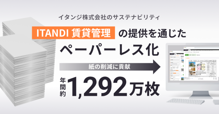 イタンジ、「ITANDI 賃貸管理」の提供を通じて年間約1,292万枚の紙の削減を達成のメイン画像