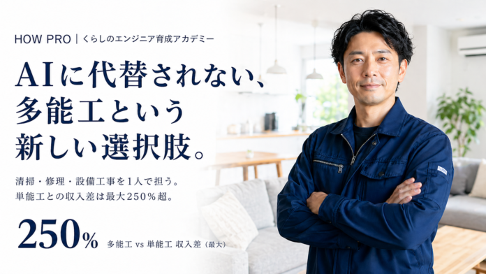 【最大250％収入増】AIに代替されないブルーカラーの新職種「くらしのエンジニア」HOW PROが全国5拠点で育成開始のメイン画像
