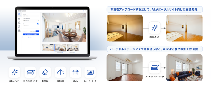 あっという間にプロ品質の物件写真に画像を編集。不動産業界特化のAI画像編集ツール「ラクナルStudio」を提供開始のメイン画像