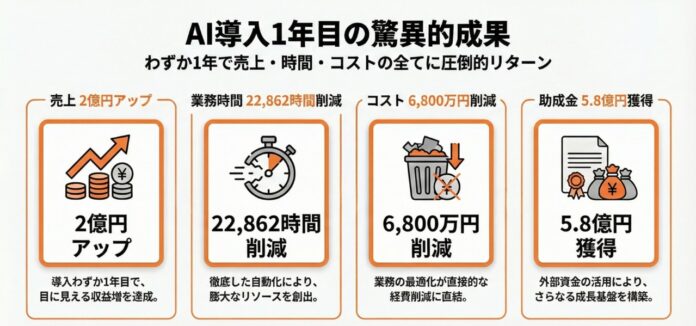 【クラスコ】AI導入1年で、売上2億円増・業務効率22,862時間・コスト6,800万円削減を実現のメイン画像