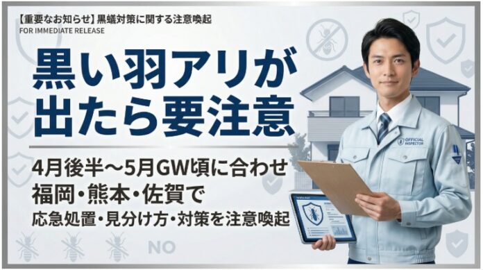 福岡・熊本・佐賀で黒い羽アリに注意｜家の中に出た時の応急処置・シロアリ対策・見分け方を解説のメイン画像