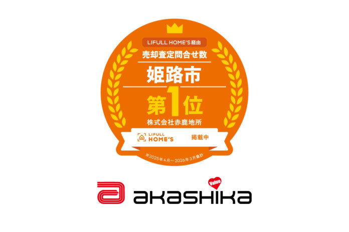 【3年連続・姫路市第1位】赤鹿地所が不動産一括査定サイト「LIFULL HOME'S」売却査定問合せ数でトップを獲得のメイン画像